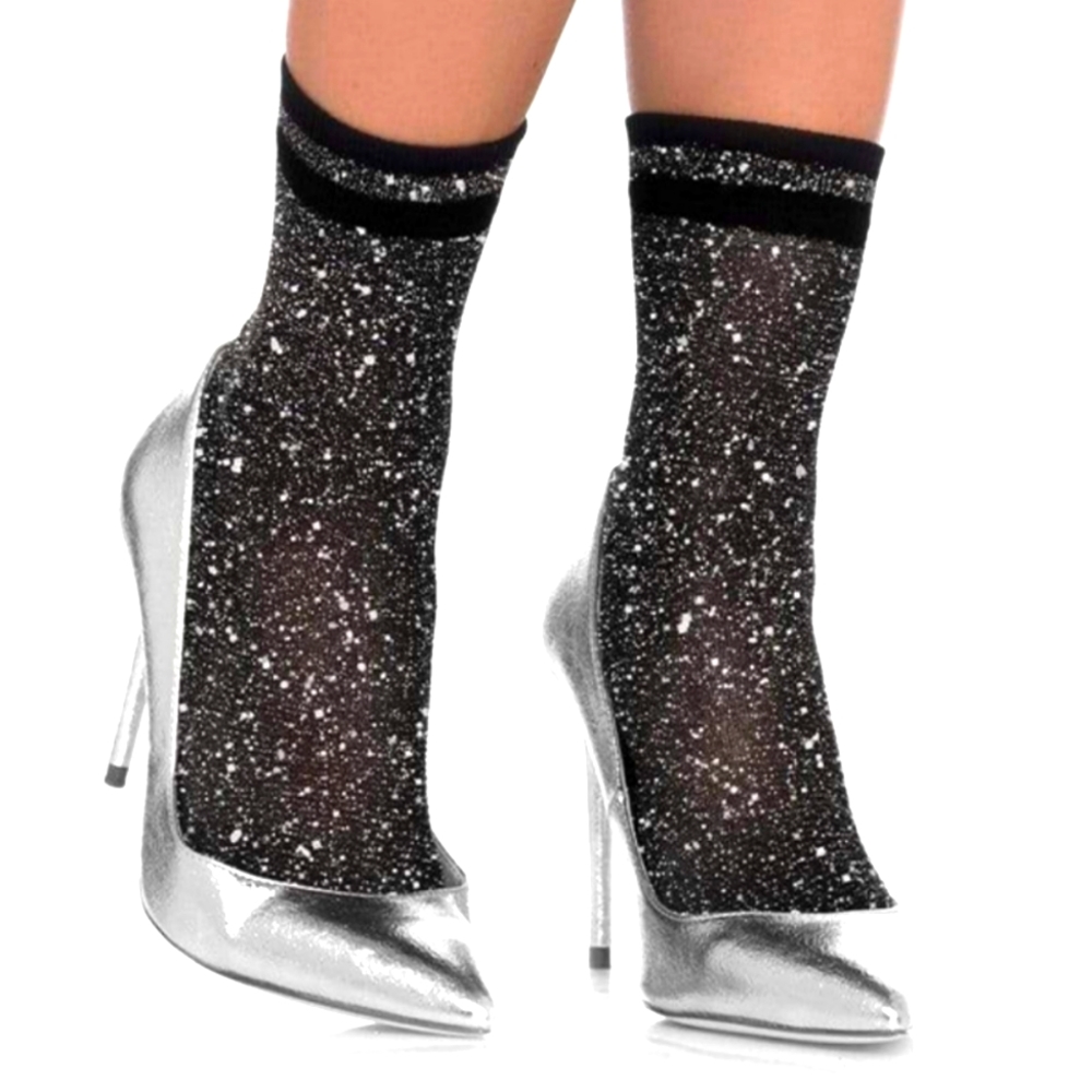 Silver sparkle ankle socks
